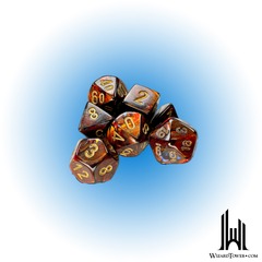 Scarab Mini-Polyhedral 7-Die Set Blue Blood/Gold